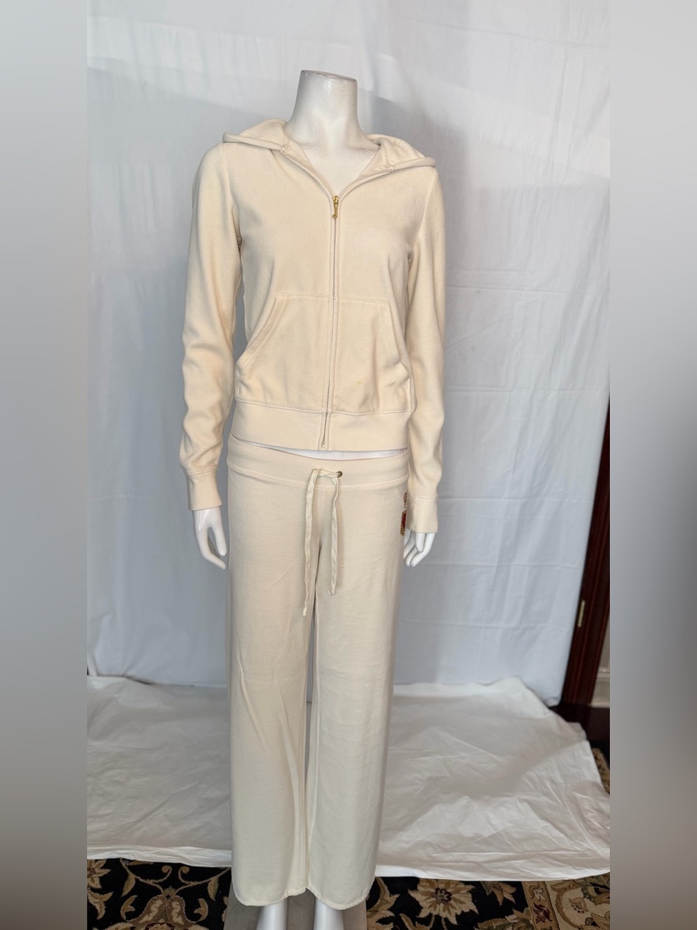 Juicy Couture Cream Zip Hoodie & Drawstring Track Pants Set